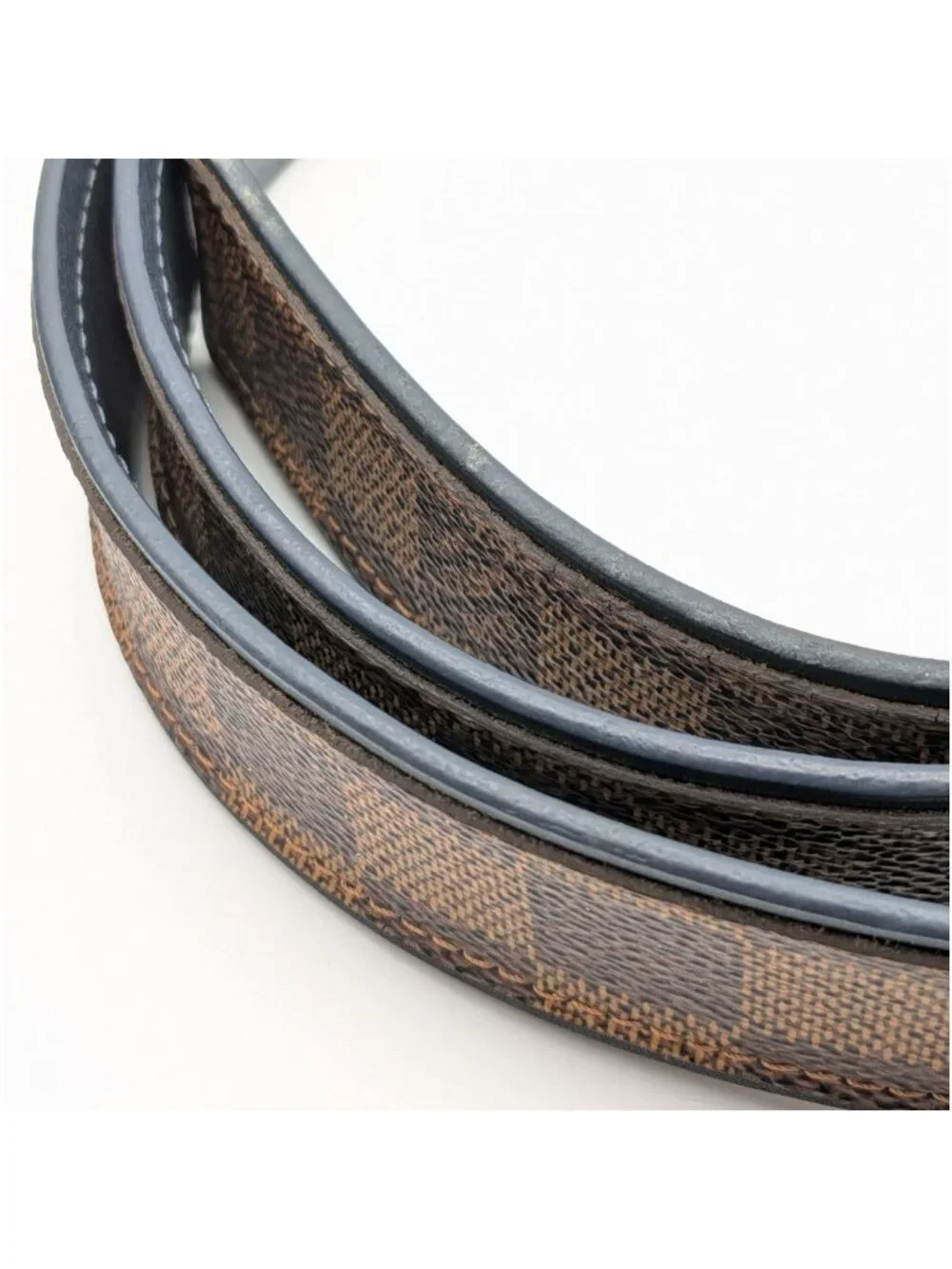 Louis Vuitton Ceinture Sidney Damier Belt Logo Silver Brown Navy